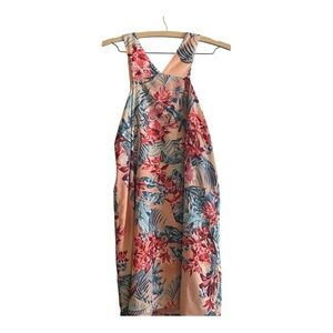 BCBGeneration Red and Pink Floral Halter Sundress